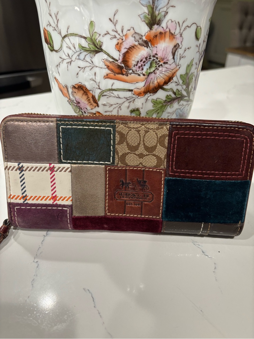Vintage Coach Patchwork Multicolor Signature Leather Wallet